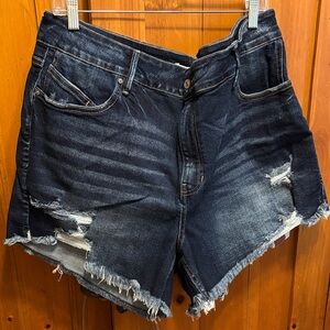 KanCan for Maurices Dark Blue Distressed Jean Shorts